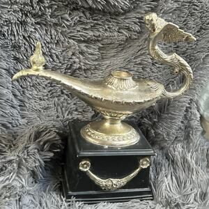 Screen Used Cast Brass Aladdin Genie Lantern Winged Handle Art Nouveau Statue